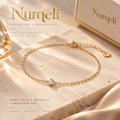 Nurqeli Gold-Tone Solitaire Crystal Chain Bracelet view 1