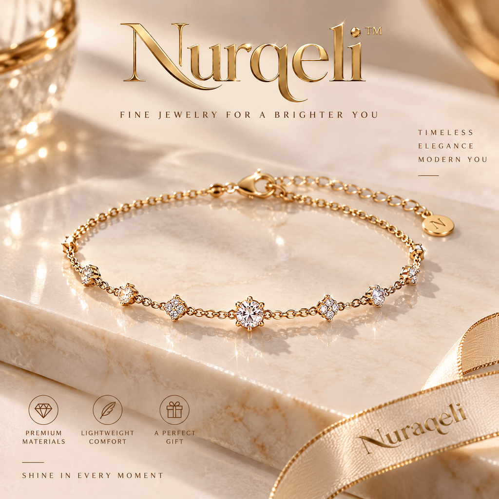 Nurqeli Gold-Tone Floral Crystal Station Bracelet, view 1