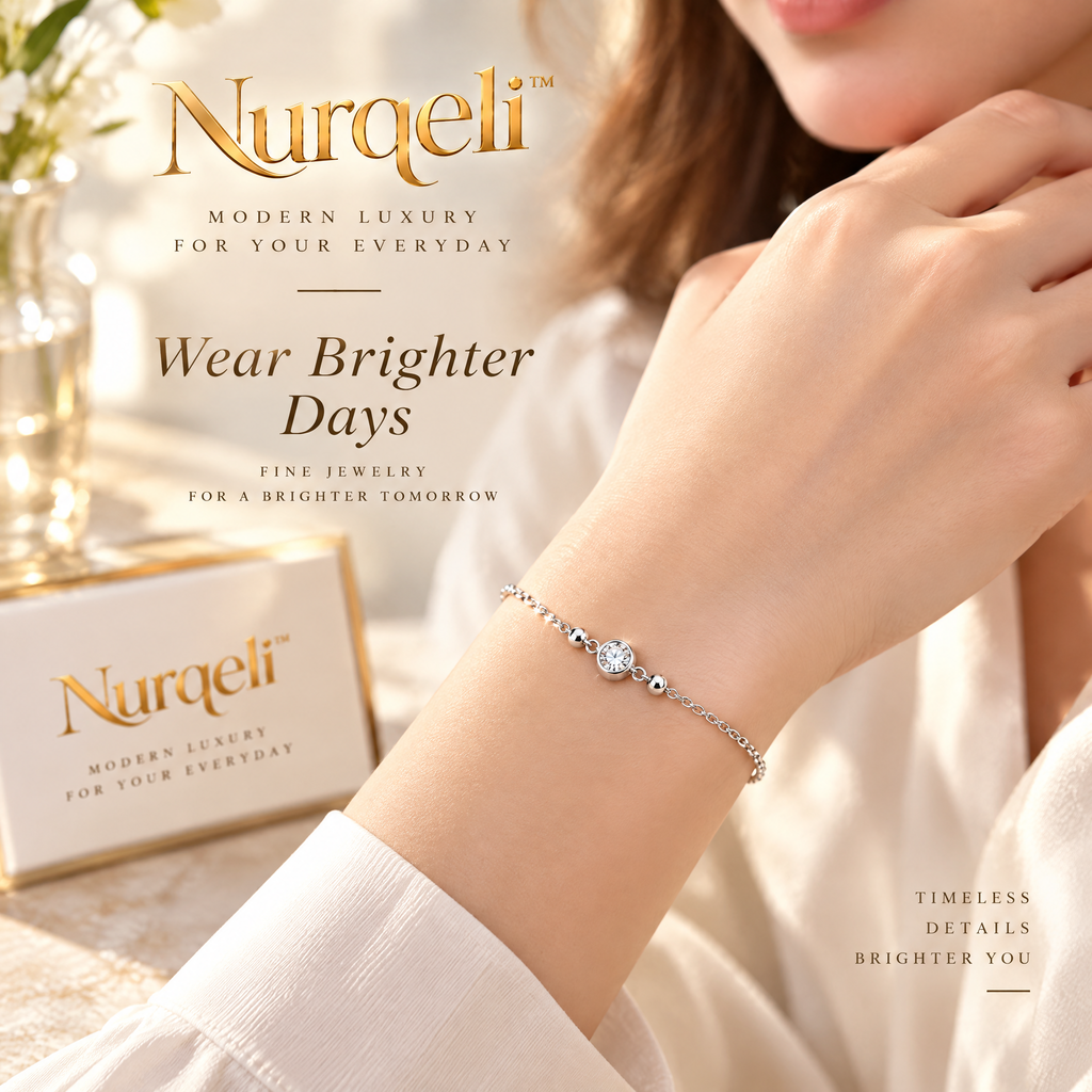 Nurqeli Silver-Tone Solitaire Crystal & Bead Bracelet view 4