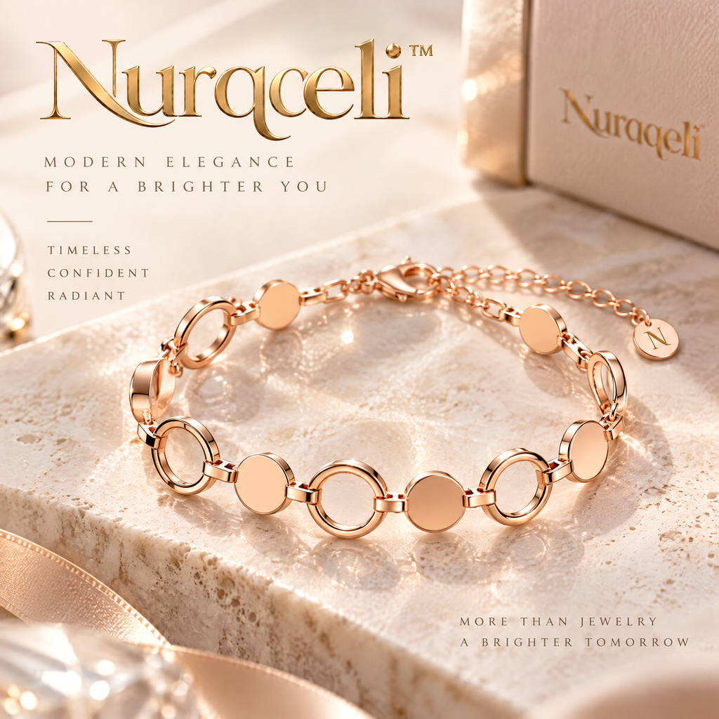 Nurqeli Rose Gold-Tone Circle & Disc Link Bracelet, view 1