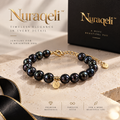 Nurqeli Dark Pearl-Style Beaded Bracelet with Gold Accents, view 1